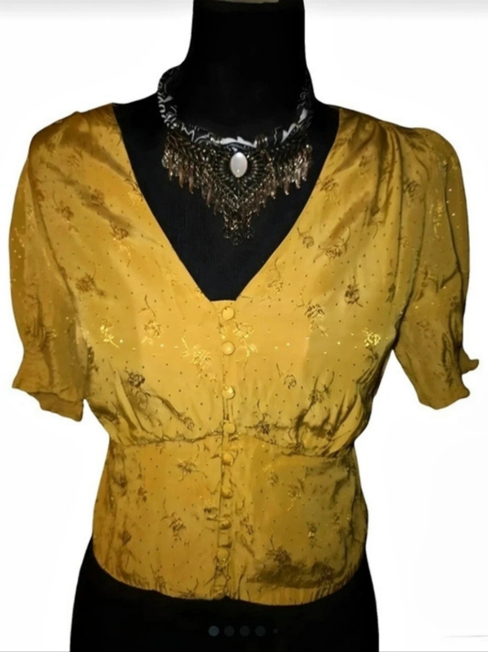 ASTR the Label Tallulah Yellow Floral Puff Sleeve Blouse